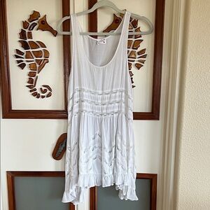 Intimately by Free People Trapeze Dress White with Grey Polk Dots